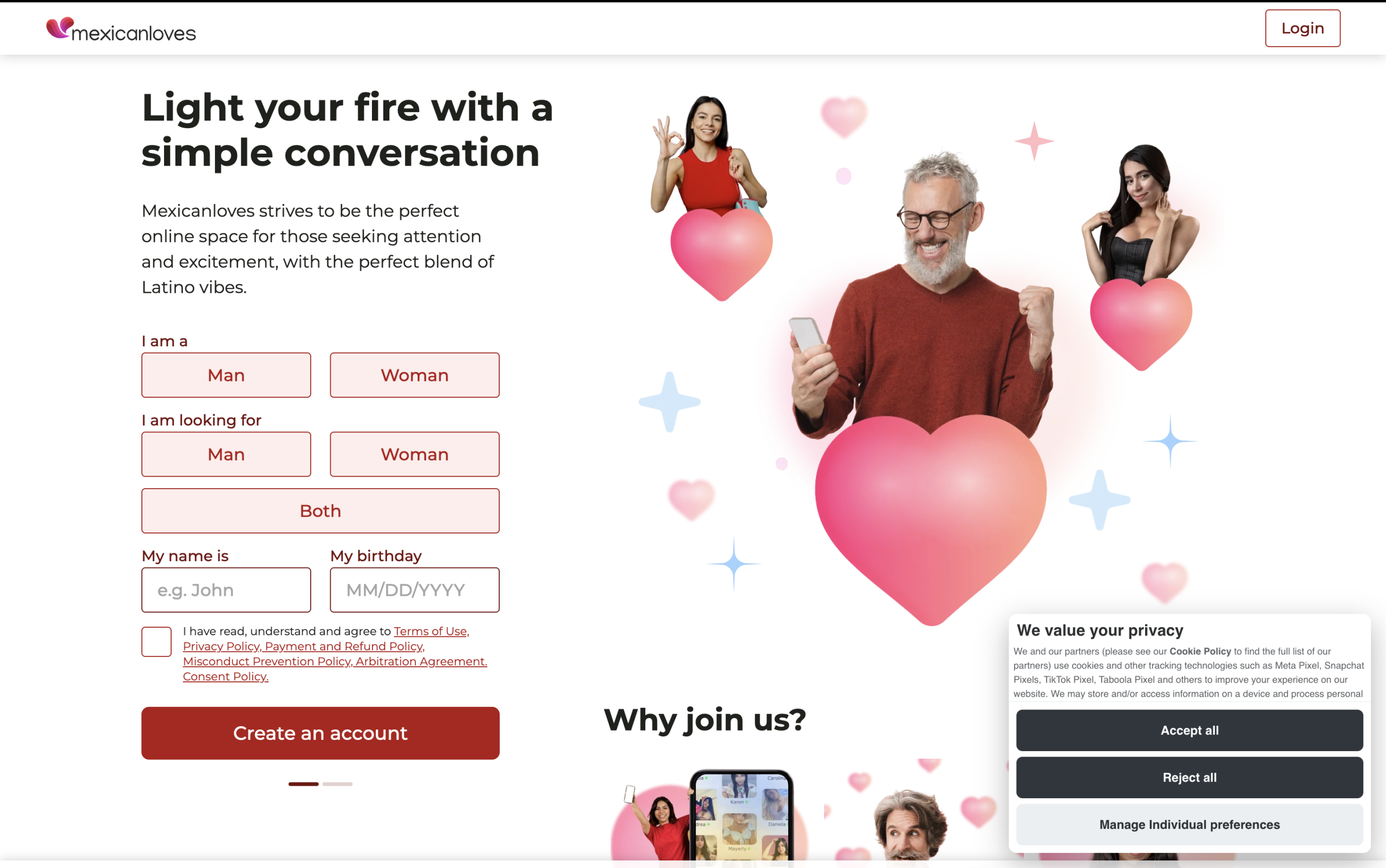 Mexicanloves Sign Up Page