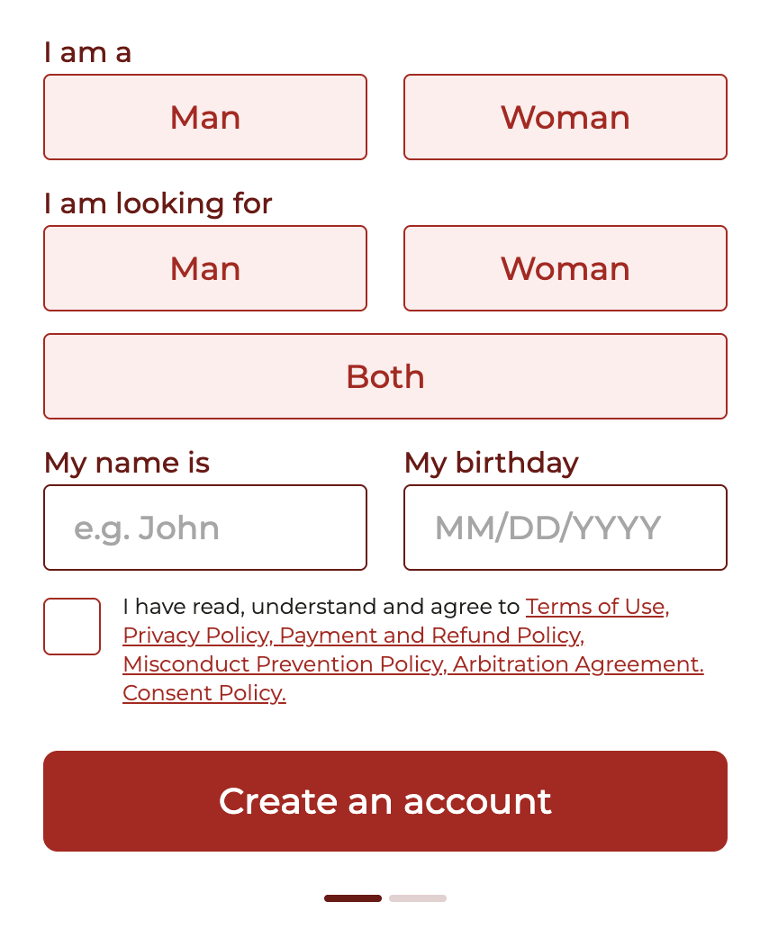 Register Form on Mexicanloves